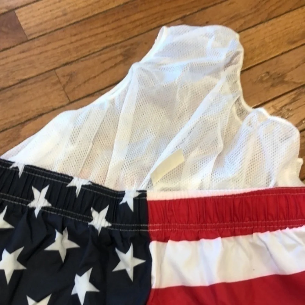 USA American flag stars and stripes swim board shorts
